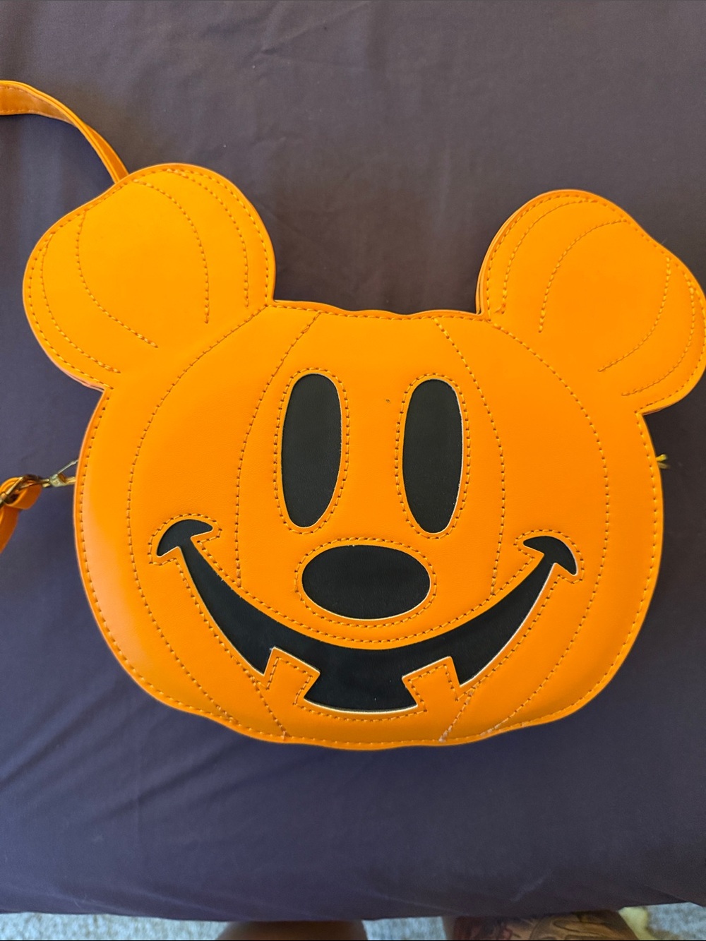 Orange Pumpkin Mickey Face Crossbody Bag